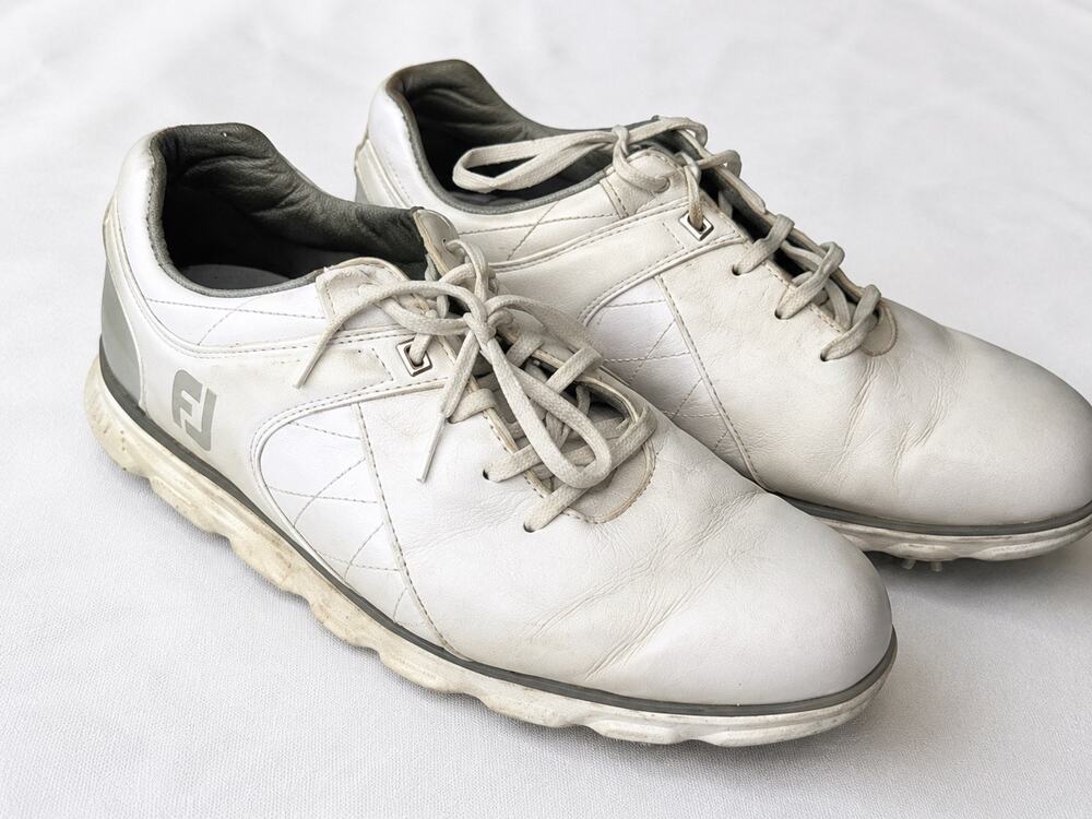 FootJoy Pro SL Men’s Spikeless Golf Shoes White Leather Size 8 Wide (8W)